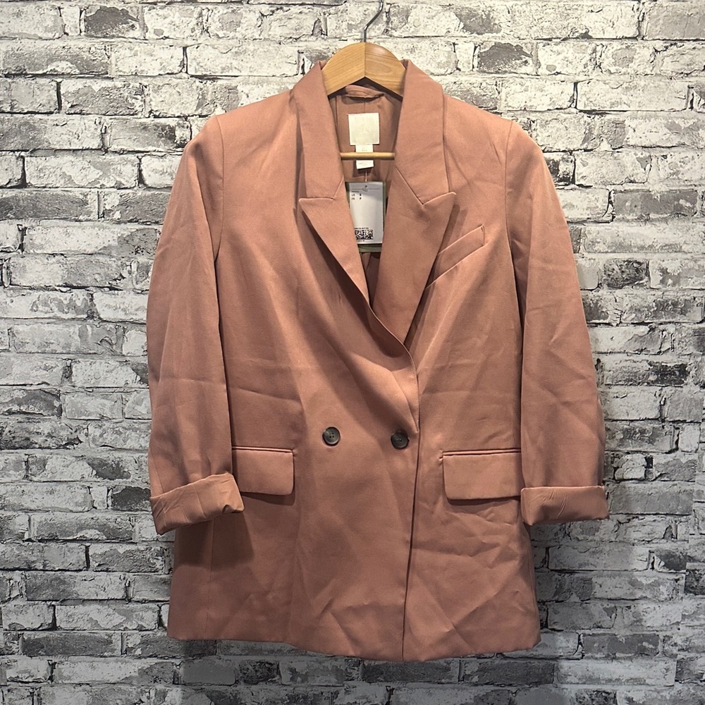 NWT H&M Women's Double Breasted Blazer in Dusty Pink Size Small